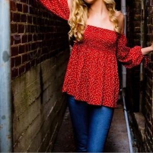 Red off the shoulder top